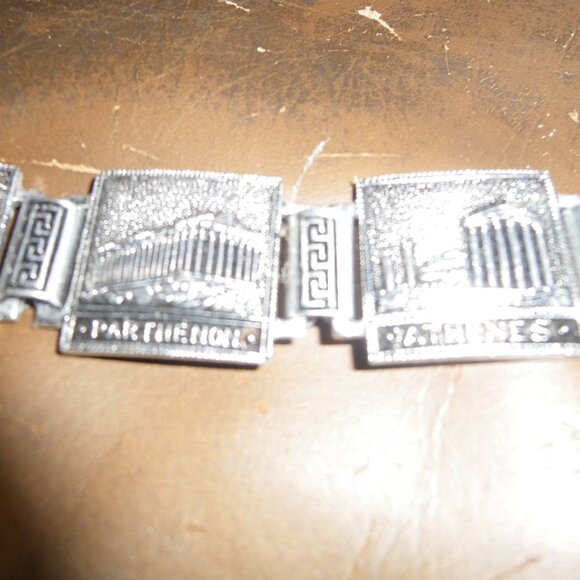 Vintage Unisex Silver Tone Bracelet Greece Souvenir Tchotchke - Picture 3 of 6